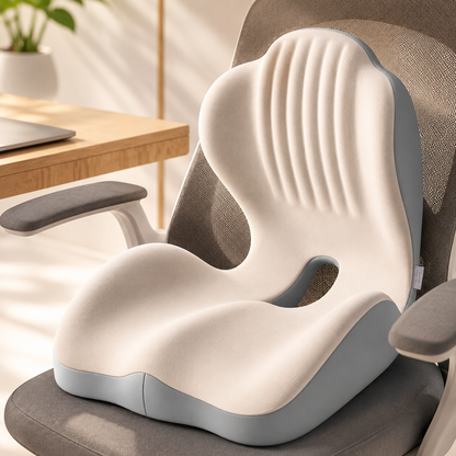 Seat Cushion with Back Support | Memory Foam Office Chair Cushion | Ergonomic Seat and Lumbar Support for Posture